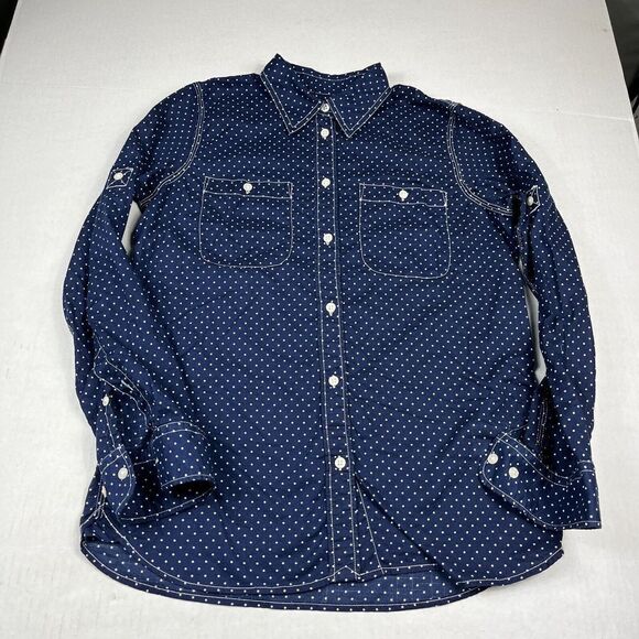 Lauren Ralph Lauren Button Down Shirt Polka Dot Long Sleeve Work Top MEDIUM - Picture 1 of 11
